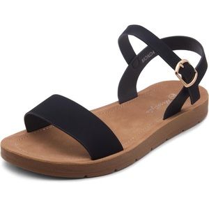 Black Band strap flat sandals